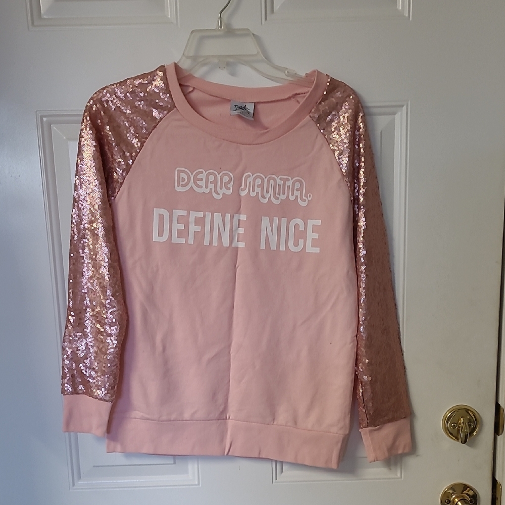 Pink Sequin Sleeve Sweatshirt